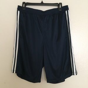 ADIDAS men's navy 3 striped shorts /Size L